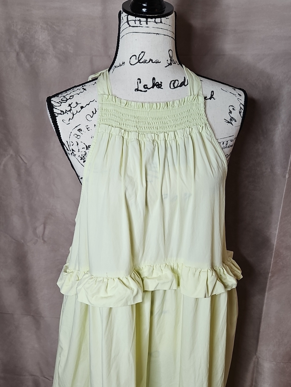 Free People Anita Midi Dress Light Yellow Halter Pockets Size Large - Picture 3 of 10